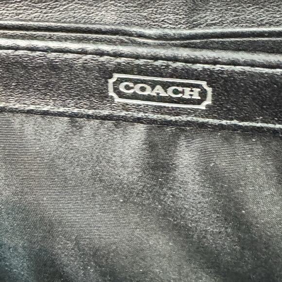 COACH Womens Black Slim Accordion Leather Zip Around Minimalist Wallet - Picture 7 of 8